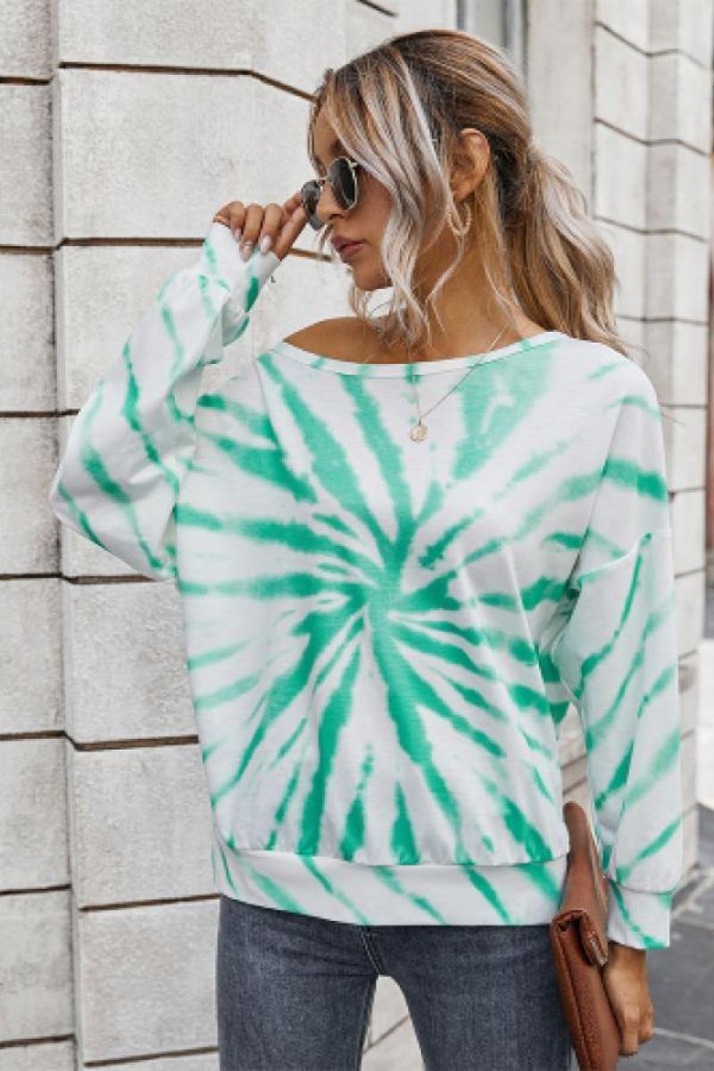 Tie Dye Off Shoulder Top Z Dekoltem W Łódkę