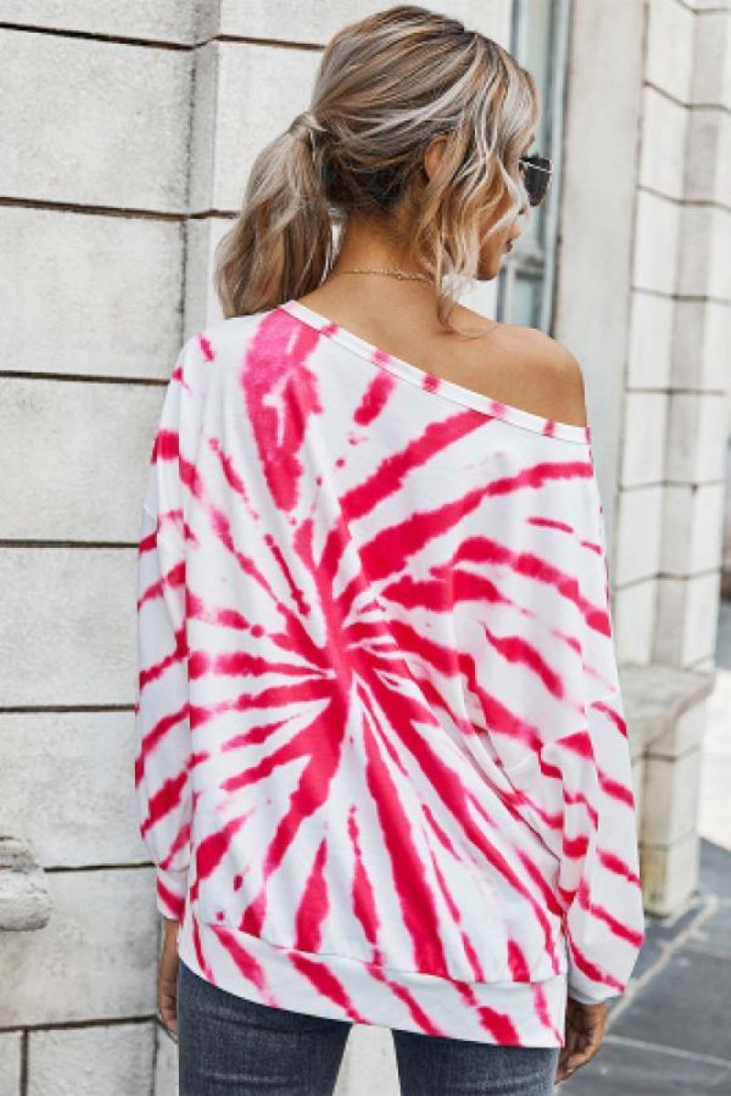 Tie Dye Off Shoulder Top Z Dekoltem W Łódkę