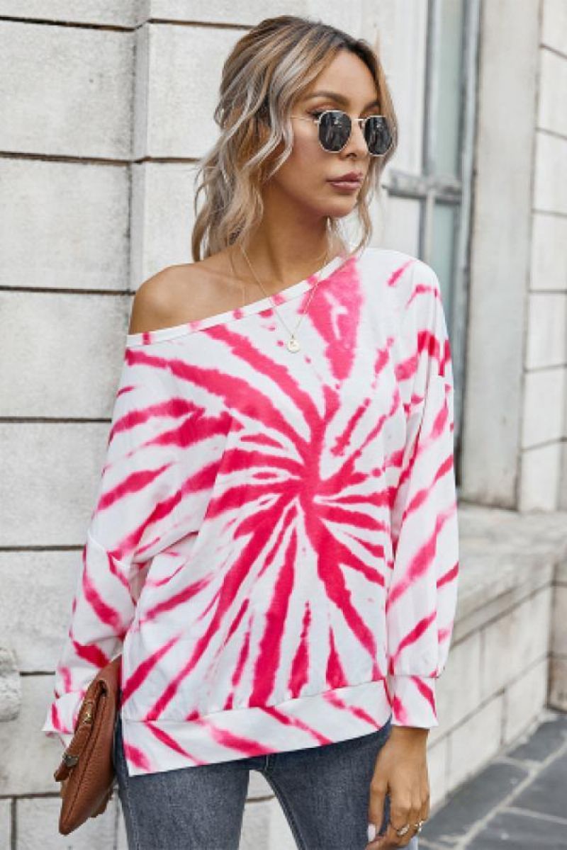 Tie Dye Off Shoulder Top Z Dekoltem W Łódkę