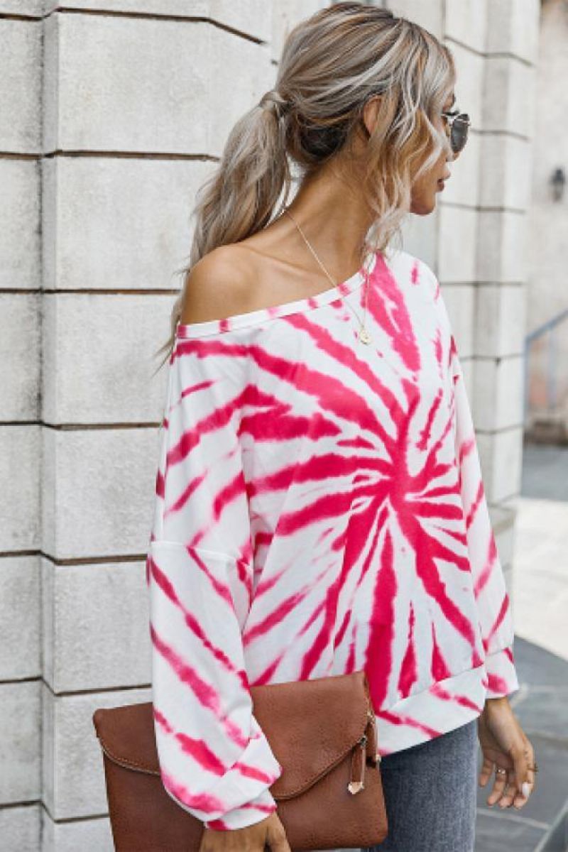 Tie Dye Off Shoulder Top Z Dekoltem W Łódkę