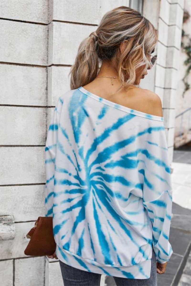 Tie Dye Off Shoulder Top Z Dekoltem W Łódkę