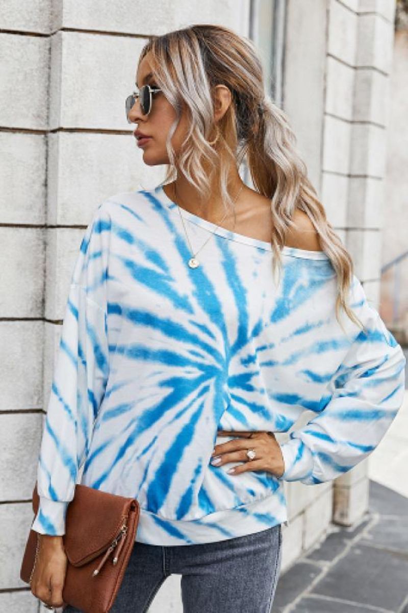 Tie Dye Off Shoulder Top Z Dekoltem W Łódkę