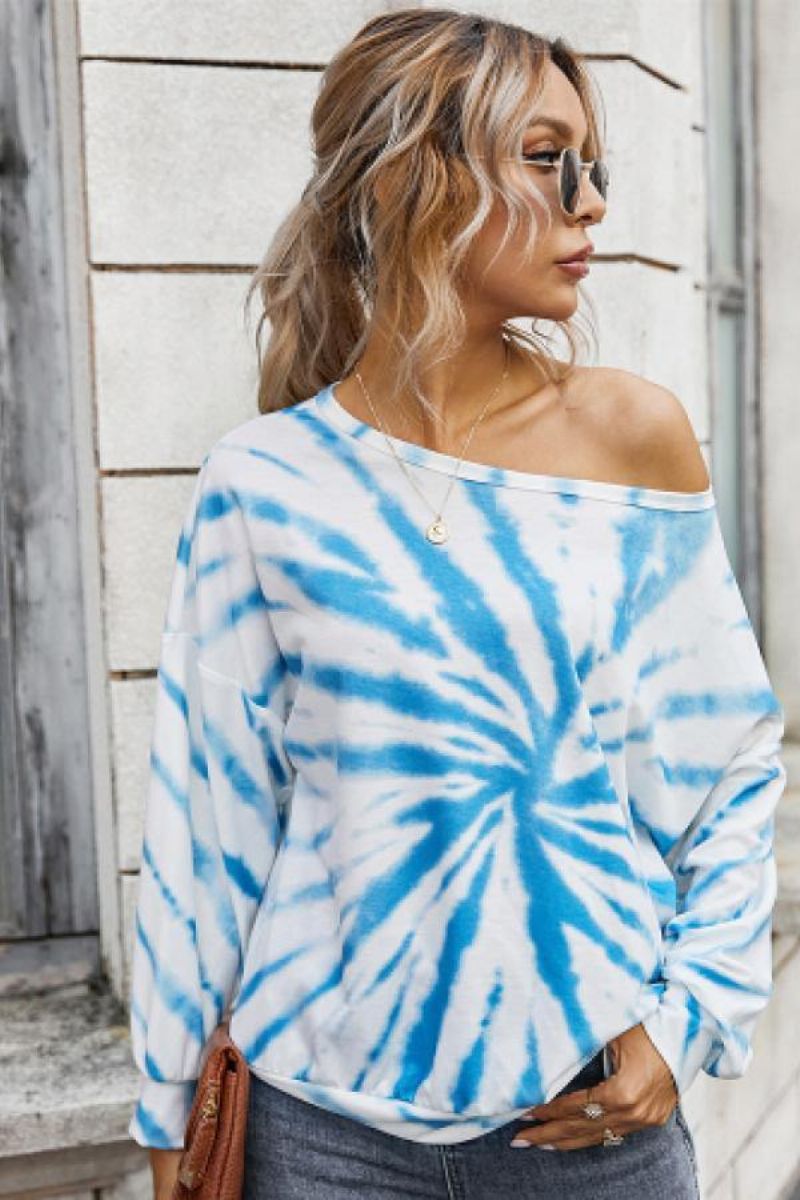 Tie Dye Off Shoulder Top Z Dekoltem W Łódkę