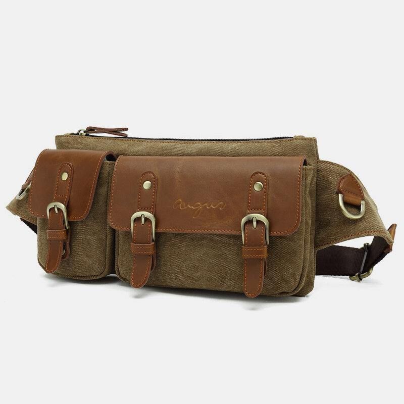 Męska Płócienna Torba Na Talię Wielofunkcyjna Kieszeń Na Zatrzask Outdoor Codzienne Chest Bag Torba Na Ramię