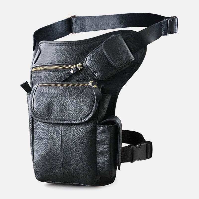 Męska Skórzana Torba Multi-Carry Retro 7-Calowa Kamera Telefoniczna Outdoor Waist Bag Crossbody Bag