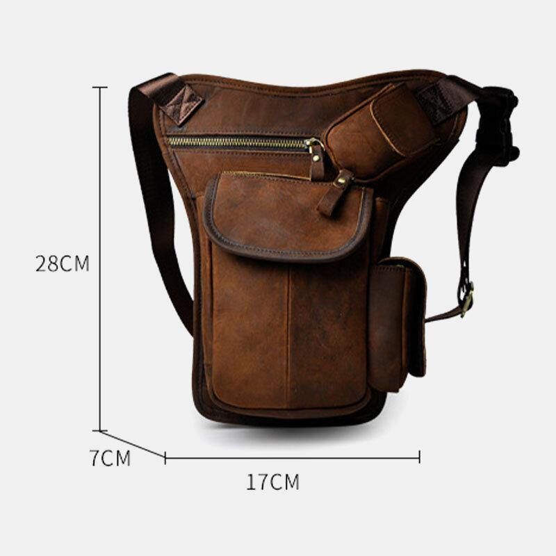 Męska Skórzana Torba Multi-Carry Retro 7-Calowa Kamera Telefoniczna Outdoor Waist Bag Crossbody Bag