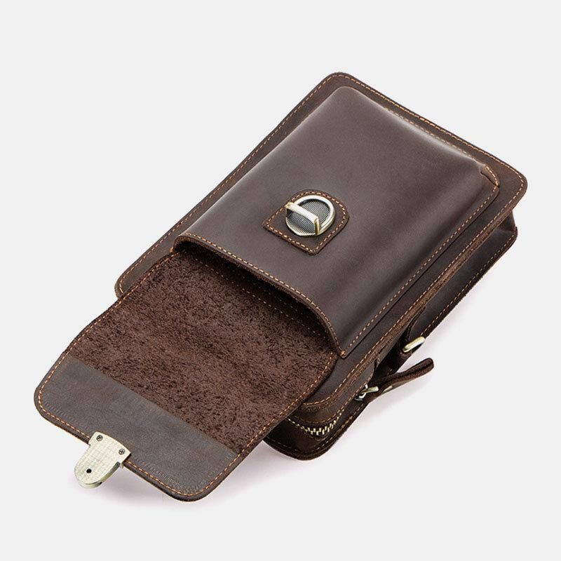 Męska Torba Z Prawdziwej Skóry Retro Codzienne Outdoor Multi-Carry Phone Bag Crossbody Bag Torba Na Telefon 5.8 Cala