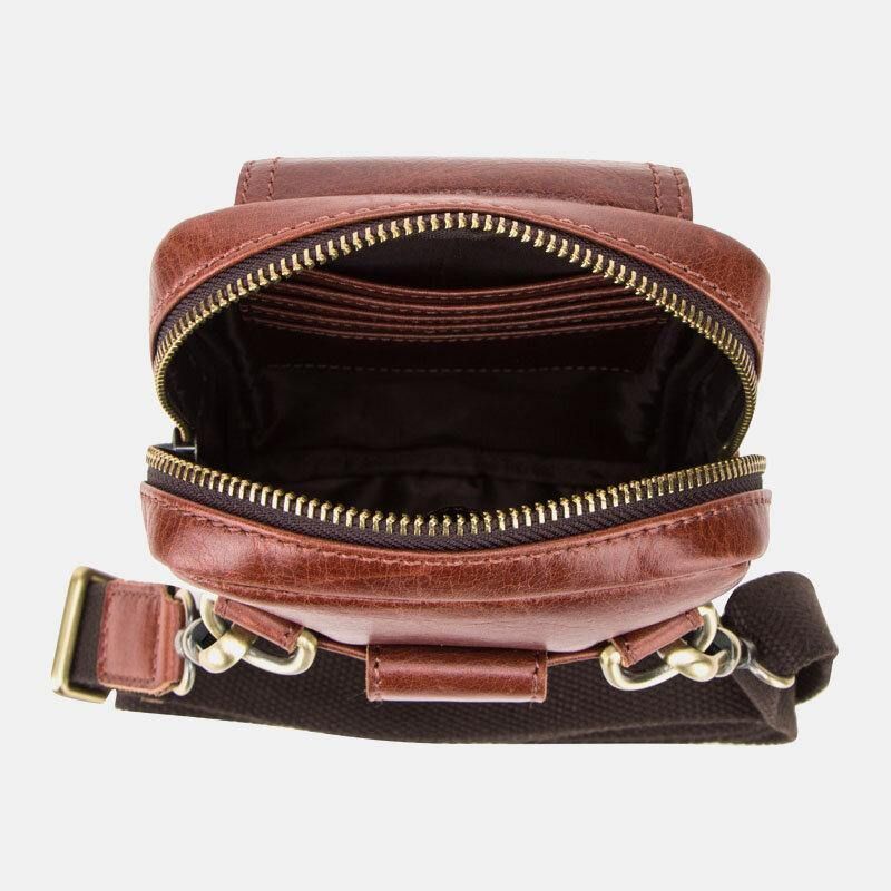 Męska Torba Z Prawdziwej Skóry W Stylu Retro 5.8 Cala Torba Na Telefon Multi-Carry Crossbody Bag Torba Na Talię