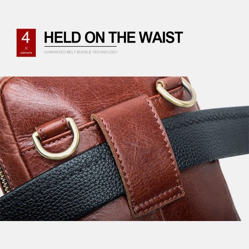 Męska Torba Z Prawdziwej Skóry W Stylu Retro 5.8 Cala Torba Na Telefon Multi-Carry Crossbody Bag Torba Na Talię