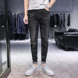 Sezon Nowe Elastyczne Męskie Dżinsy Codzienne Slim Feet Pants Trend Męskie Długie Spodnie