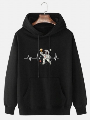 Męska Bluza Z Kapturem Ecg Ice Cream Astronaut Print Cotton Ze Sznurkiem