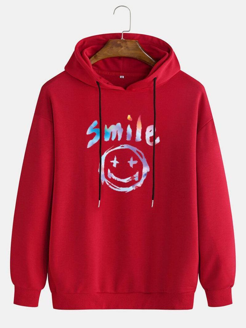 Męska Bluza Z Kapturem Z Nadrukiem Graffiti Smile Ze Sznurkiem