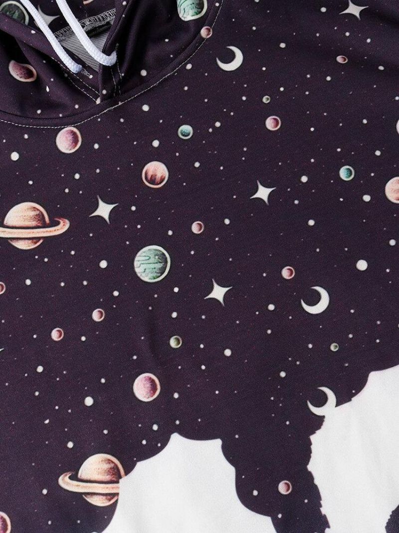 Męski Design Astronaut Galaxy Print Bluzy Z Długim Rękawem I Kieszenią