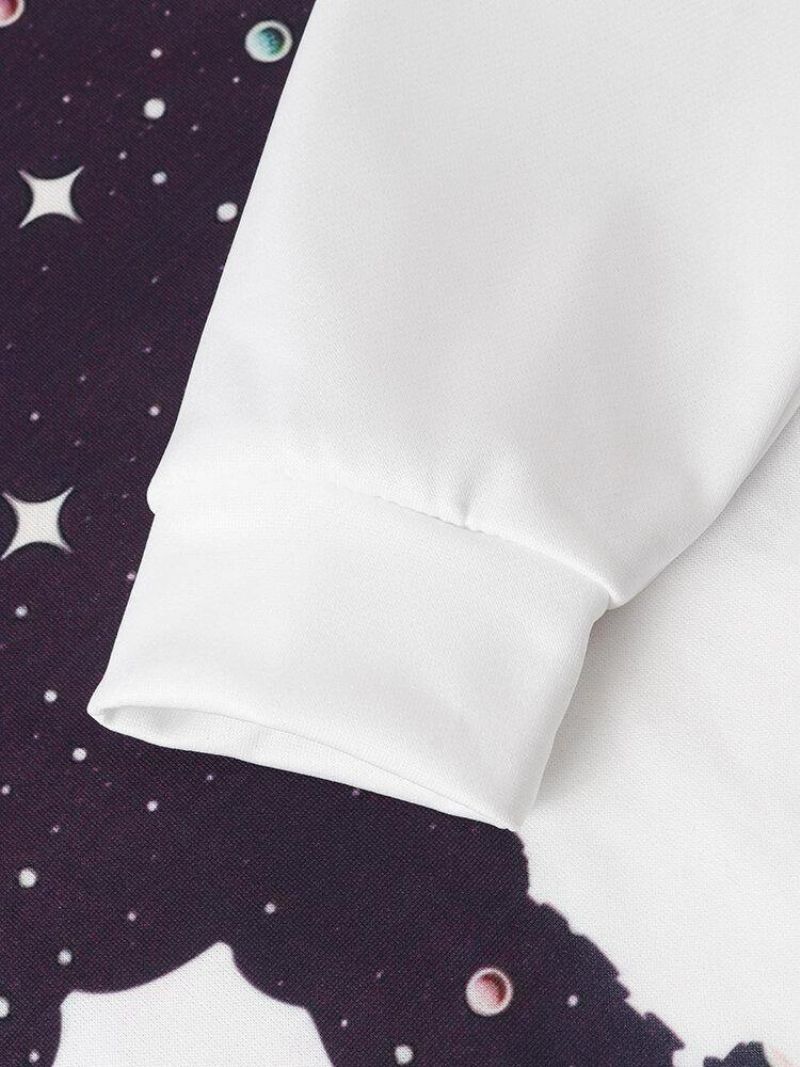 Męski Design Astronaut Galaxy Print Bluzy Z Długim Rękawem I Kieszenią