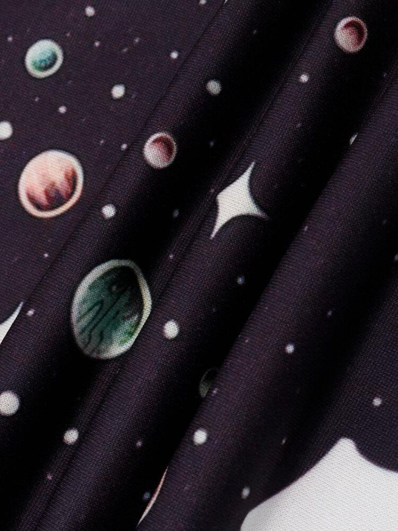 Męski Design Astronaut Galaxy Print Bluzy Z Długim Rękawem I Kieszenią