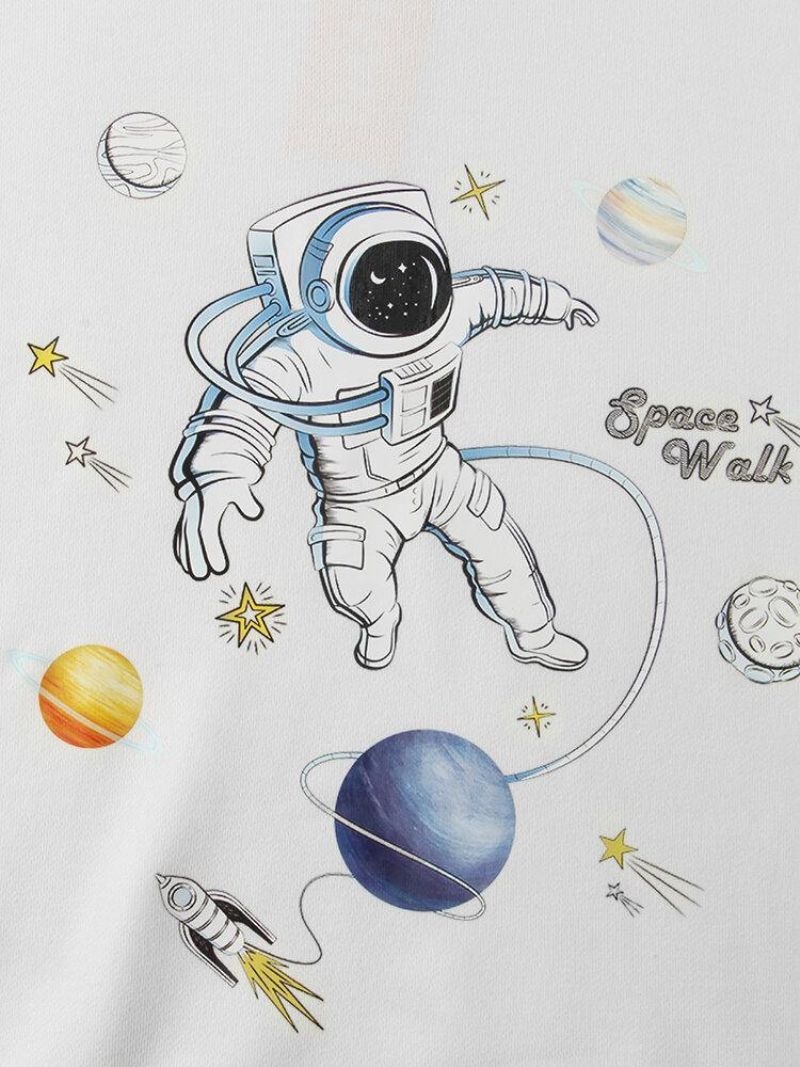 Męskie Bawełniane Bluzy Z Kapturem Planet Astronaut Print Z Kieszenią Kangura