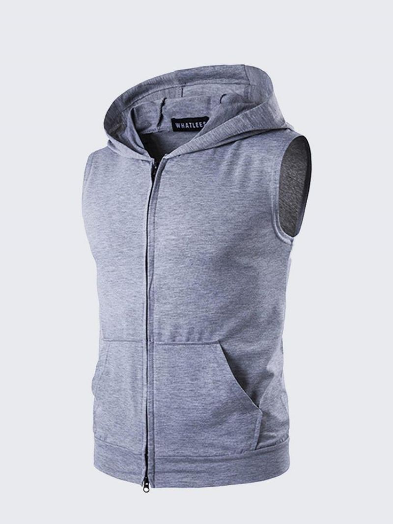 Summer Personality High Street Big Pocket T-Shirt Codzienne Zip Hooded Vest Męski Sweter T-Shirt