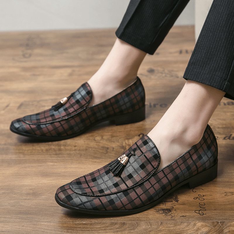 Męska Mikrofibra Oddychająca Krata Wzór Miękka Podeszwa Slip On Codzienne Business Shoes