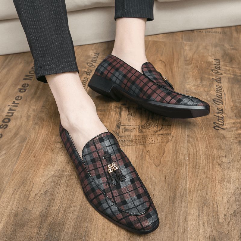 Męska Mikrofibra Oddychająca Krata Wzór Miękka Podeszwa Slip On Codzienne Business Shoes