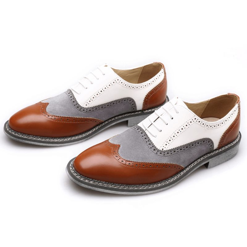 Mężczyźni Brogue Colorblock Oksfordzie Zasznurować Business Codzienne Formalne Buty