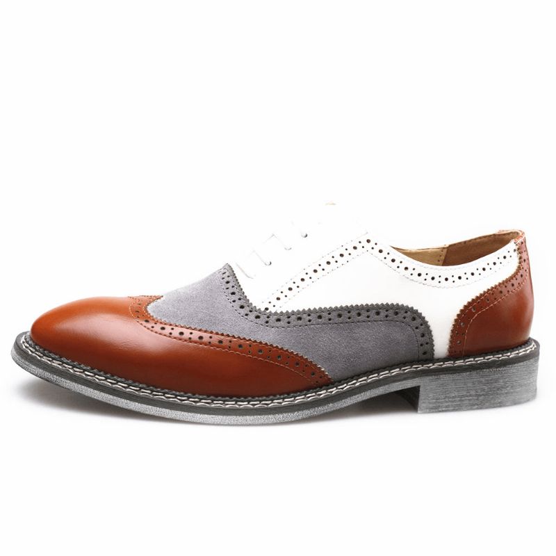 Mężczyźni Brogue Colorblock Oksfordzie Zasznurować Business Codzienne Formalne Buty