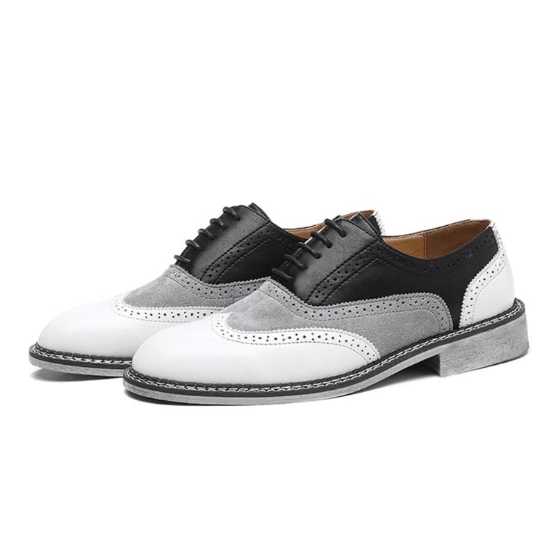 Mężczyźni Brogue Colorblock Oksfordzie Zasznurować Business Codzienne Formalne Buty