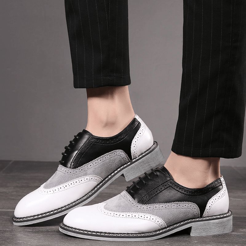 Mężczyźni Brogue Colorblock Oksfordzie Zasznurować Business Codzienne Formalne Buty