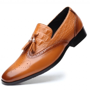 Mężczyźni Brogue Tassel Decor Dress Loafers Slip On Business Codzienne Formalne Buty