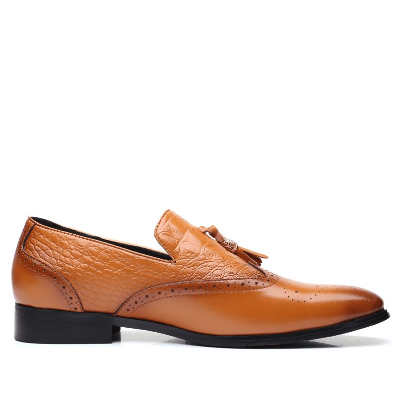 Mężczyźni Brogue Tassel Decor Dress Loafers Slip On Business Codzienne Formalne Buty