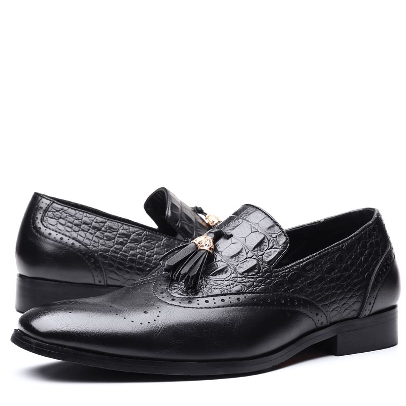 Mężczyźni Brogue Tassel Decor Dress Loafers Slip On Business Codzienne Formalne Buty