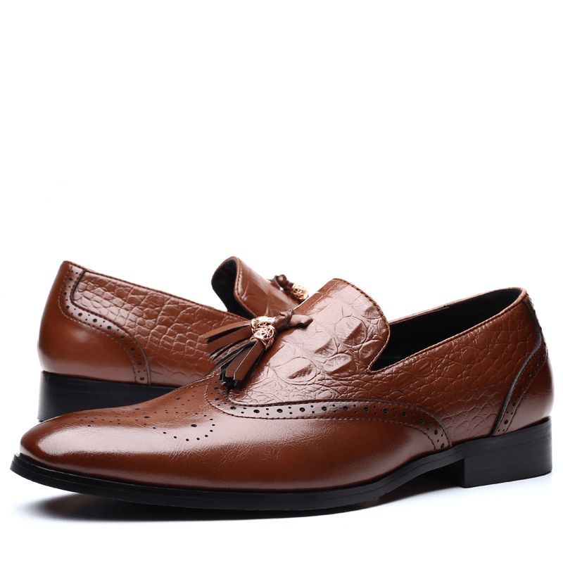 Mężczyźni Brogue Tassel Decor Dress Loafers Slip On Business Codzienne Formalne Buty