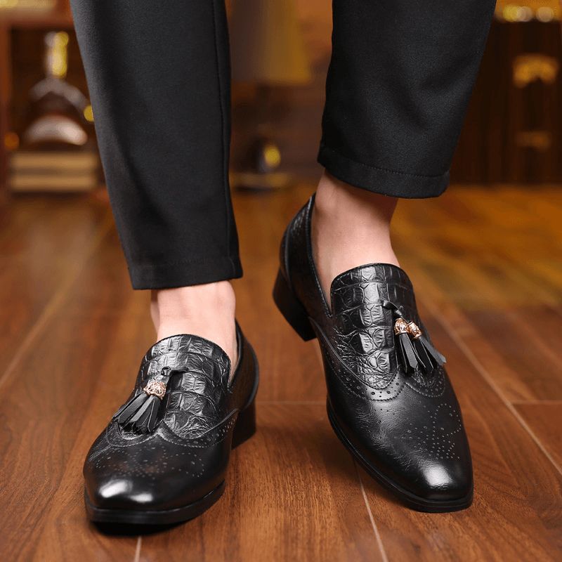 Mężczyźni Brogue Tassel Decor Dress Loafers Slip On Business Codzienne Formalne Buty