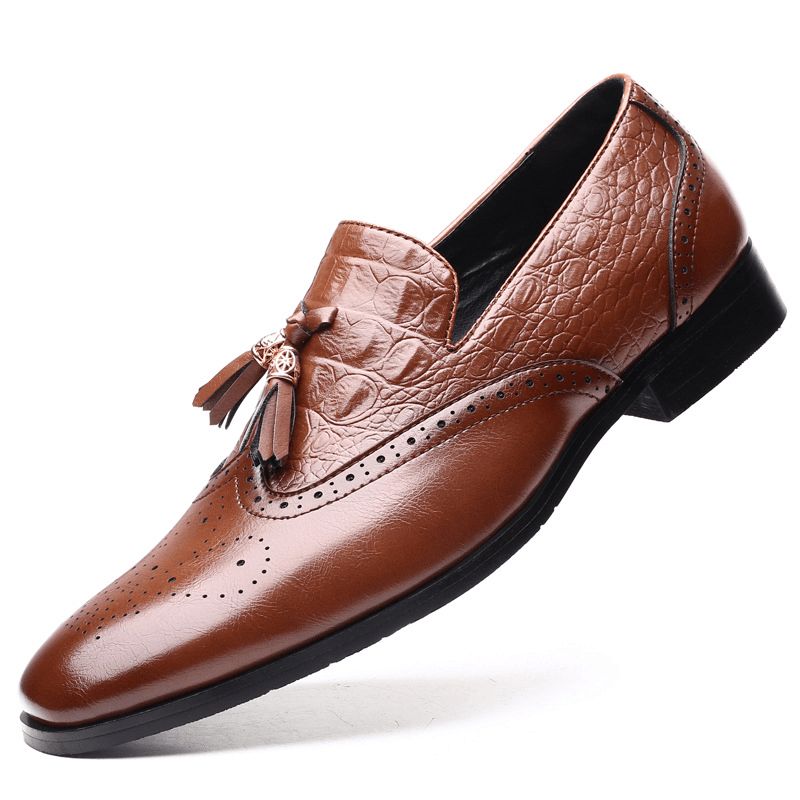 Mężczyźni Brogue Tassel Decor Dress Loafers Slip On Business Codzienne Formalne Buty