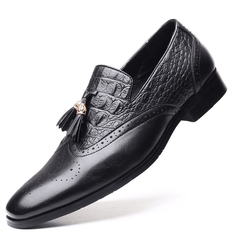 Mężczyźni Brogue Tassel Decor Dress Loafers Slip On Business Codzienne Formalne Buty