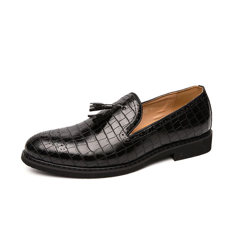 Mężczyźni Brogue Tassel Decor Skóra Z Mikrofibry Slip On Party Formalne Buty