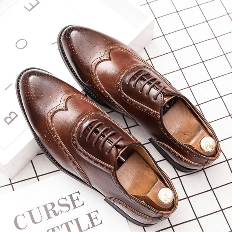 Męskie Brogue Rzeźbione Formalne Buty Do Sukienki Codzienne Business Oxfords