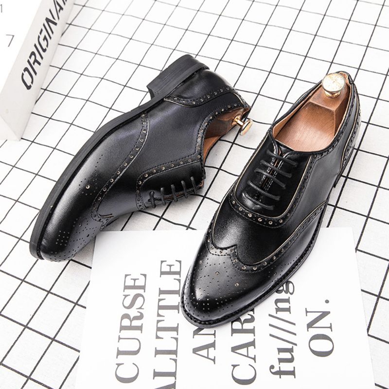 Męskie Brogue Rzeźbione Formalne Buty Do Sukienki Codzienne Business Oxfords