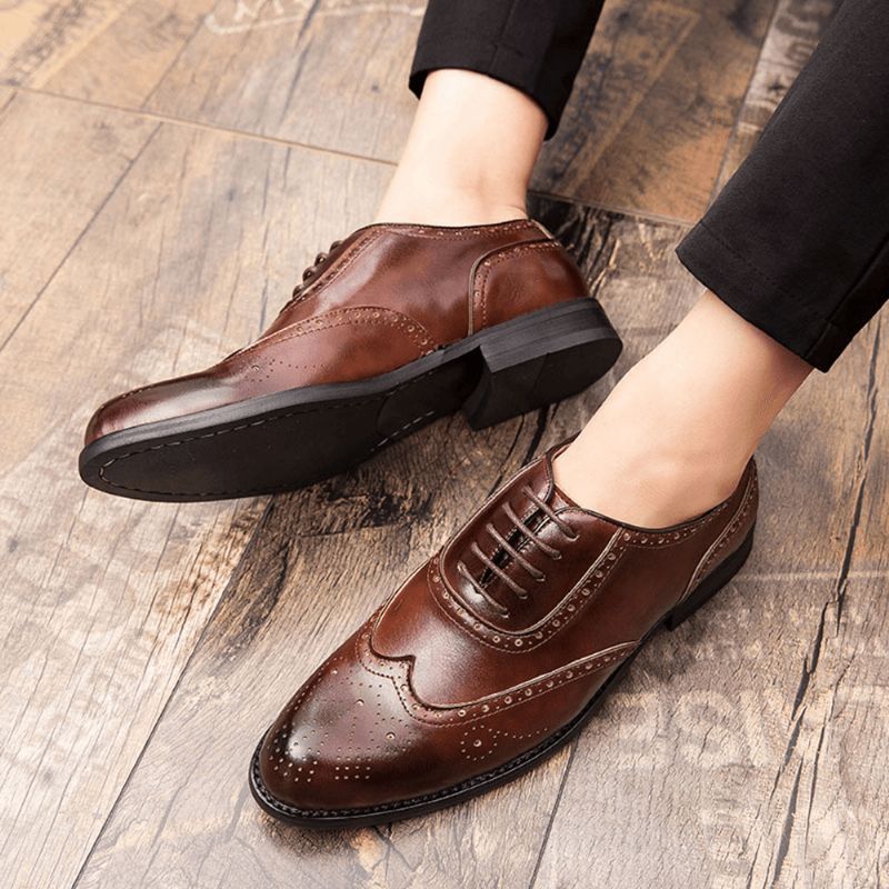 Męskie Brogue Rzeźbione Formalne Buty Do Sukienki Codzienne Business Oxfords