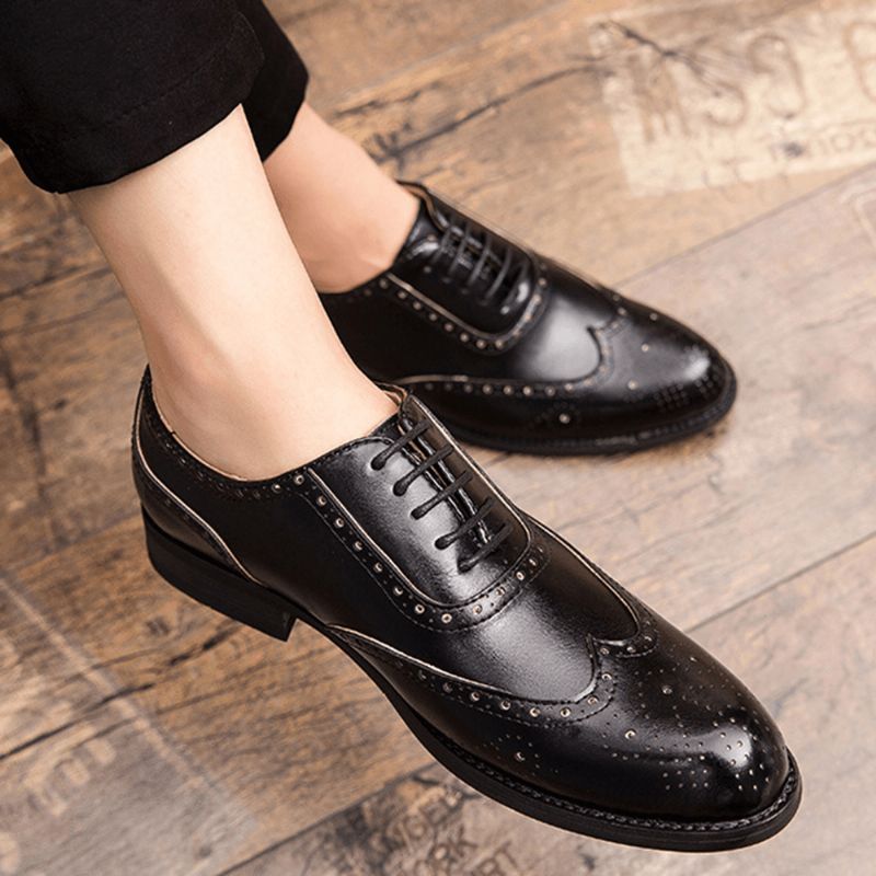 Męskie Brogue Rzeźbione Formalne Buty Do Sukienki Codzienne Business Oxfords