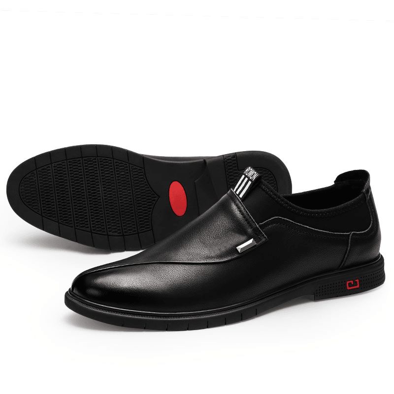 Męskie Krótkie Skórzane Szwy W Czystym Kolorze Slip-On Business Formalne Mokasyny