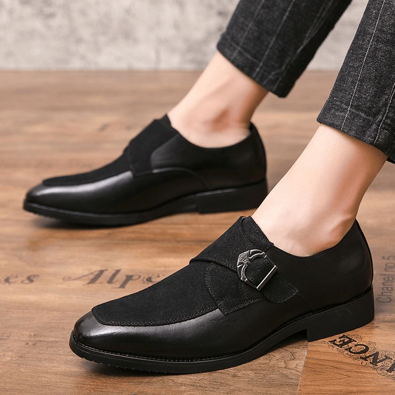 Męskie Retro Metalowa Klamra Skórzane Łączenie Syntetyczny Zamsz Wygodne Do Noszenia Business Codzienne Shoes