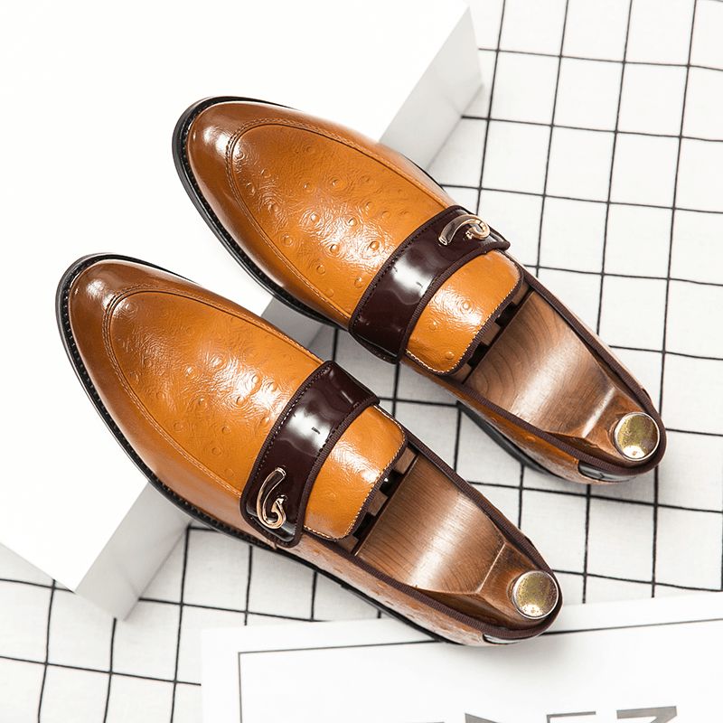 Męskie Retro Metalowe Łączenie Skórzane Wygodne Slip On Business Codzienne Delikatne Buty