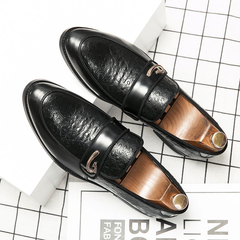 Męskie Retro Metalowe Łączenie Skórzane Wygodne Slip On Business Codzienne Delikatne Buty