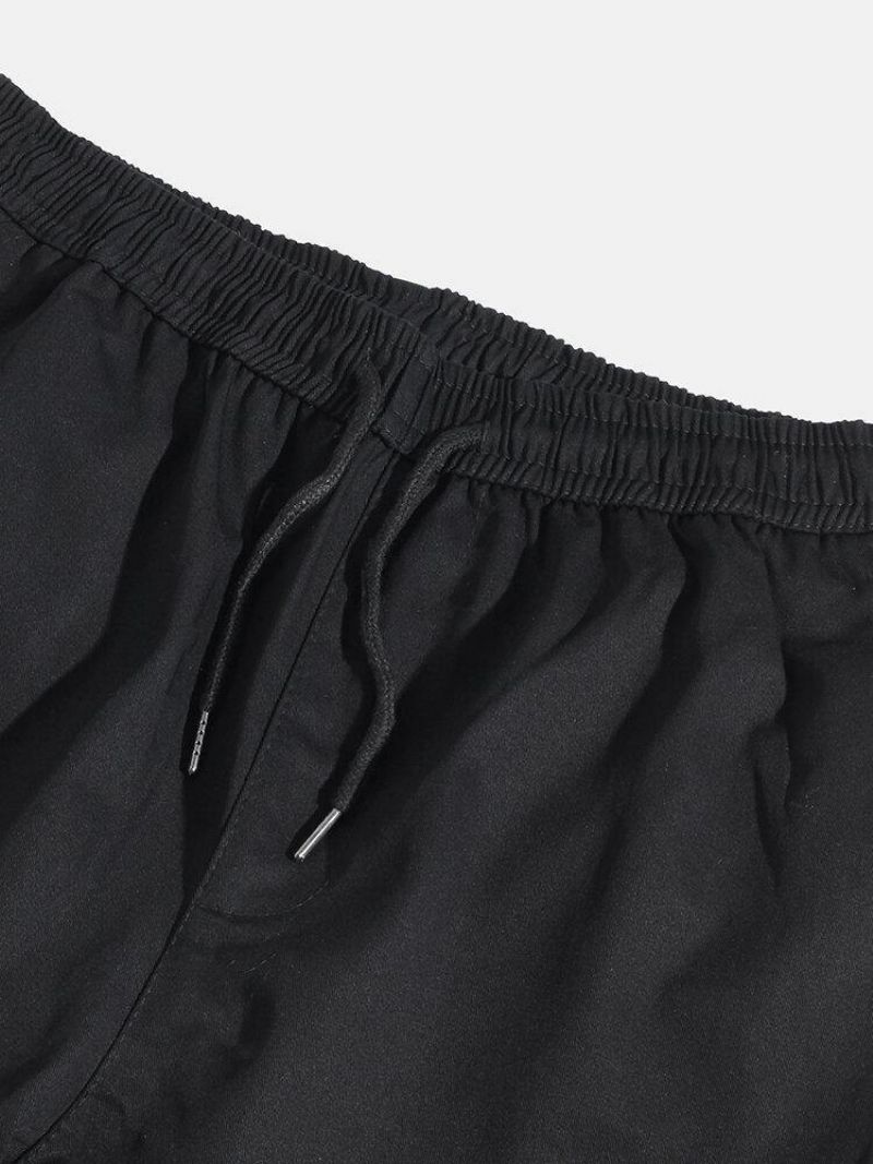 Męski Nadruk Z Kieszonką Z Zapięciem Na Klamrę Bawełniany Sznurek Z Mankietami Cargo Jogger Pants