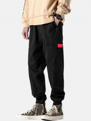 Męskie Spodnie Ze Szwem Elastyczna Kostka Z Bawełnianym Sznurkiem Cargo Jogger Pants