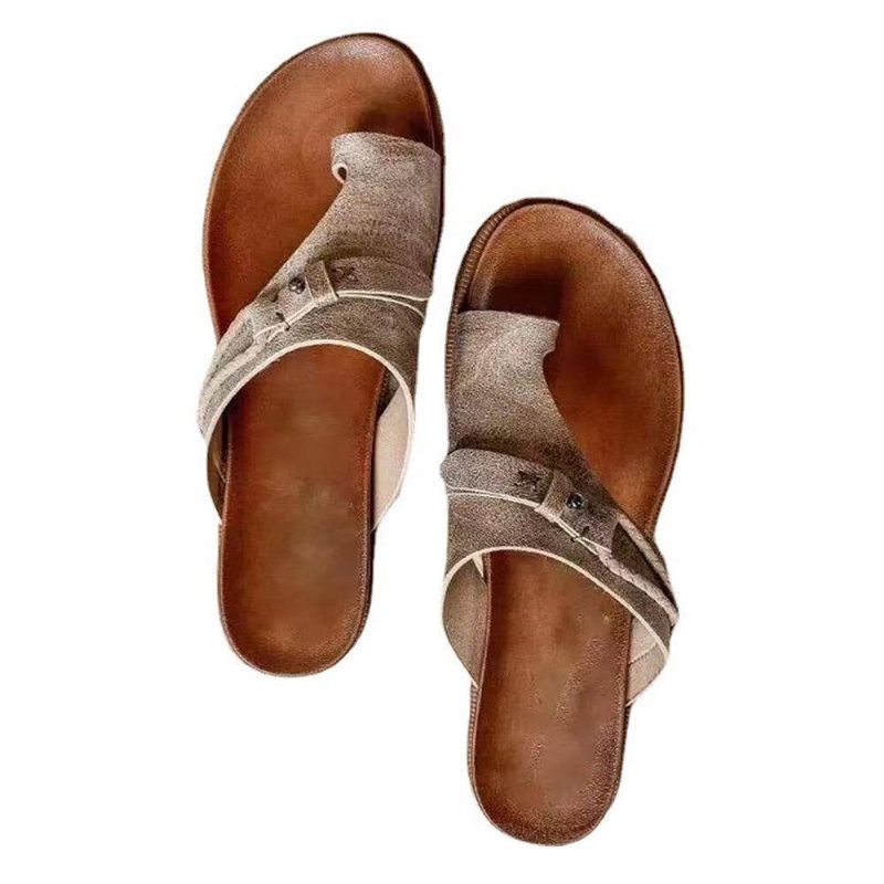 Kobiety Vintage Nit Tkane Koronki Solid Clip Toe Płaskie Kapcie Na Co Dzień