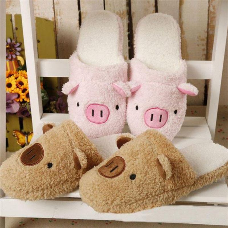 Nowy Winter Lover Cartoon Pig Keep Warm Pluszowa Bawełna Home Indoor Lovely Slipper