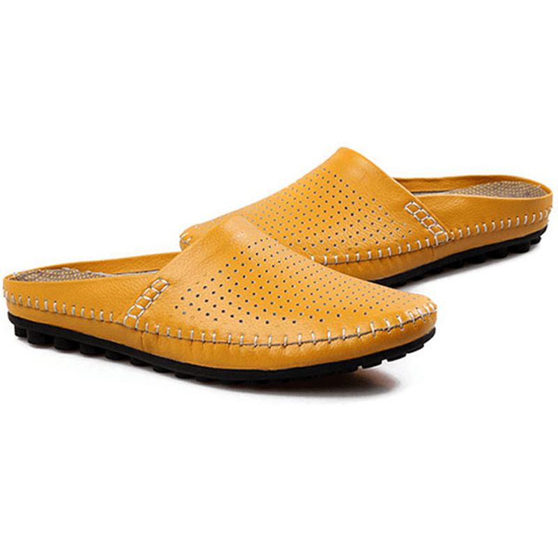 Slipper Męskie Hollow Out Codzienne Beach Slip On W Skórze