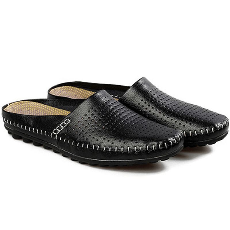 Slipper Męskie Hollow Out Codzienne Beach Slip On W Skórze