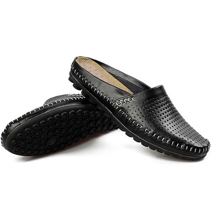 Slipper Męskie Hollow Out Codzienne Beach Slip On W Skórze